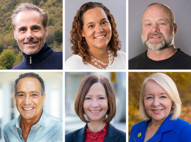 Top row, left to right: Rich Casale (‘75, Natural Resources Management), Heidi Moore-Guynup (‘98, Psychology, ‘00, M.A. Psychology), Drew Petersen (‘91, Physical Education). Bottom row, left to right: Robert Romano (‘95, English, ‘96, M.A. English), Cathy Top row, left to right: Rich Casale (‘75, Natural Resources Management), Heidi Moore-Guynup (‘98, Psychology, ‘00, M.A. Psychology), Drew Petersen (‘91, Physical Education). Bottom row, left to right: Robert Romano (‘95, English, ‘96, M.A. English), Cathy