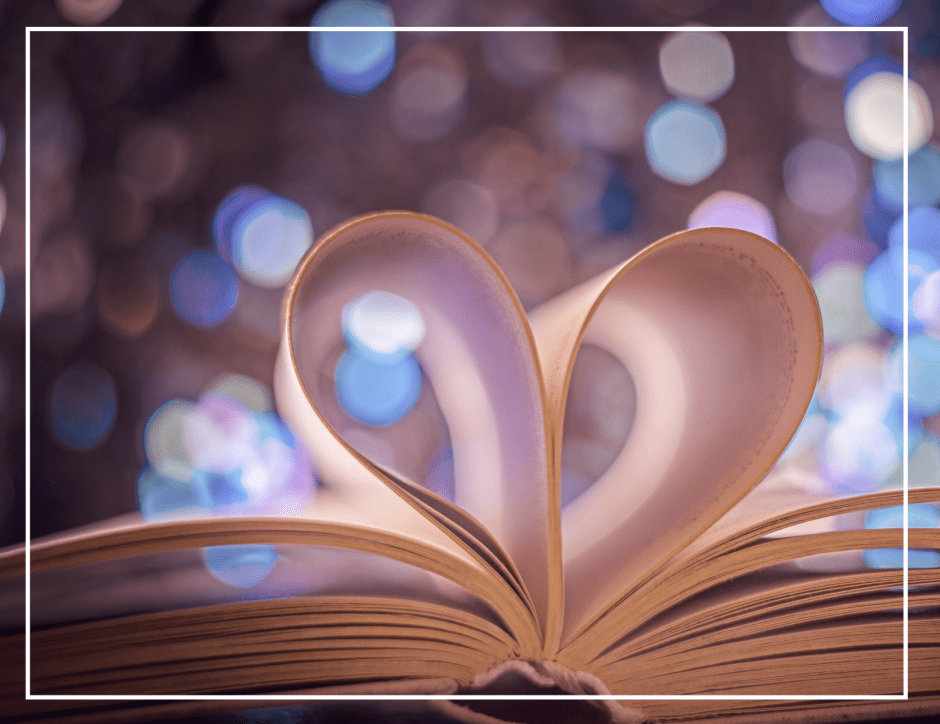 Library Authors Celebration - Open book with pages shaped like a heart