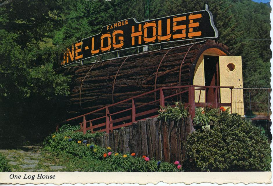 news clipping of an image of the one-log house