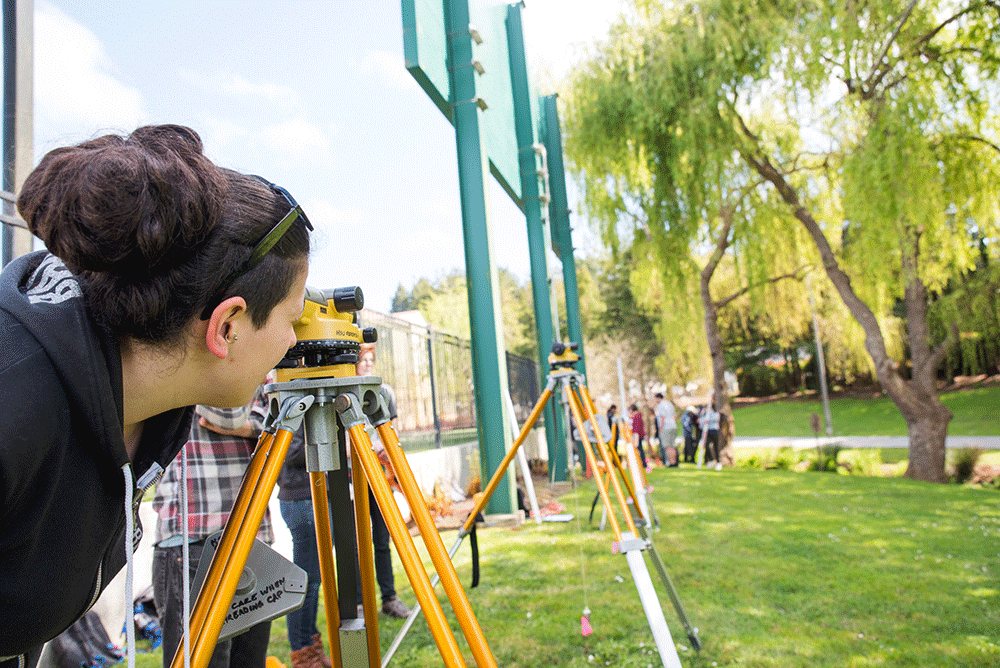 HSU students collect topographical data to model the landscape.