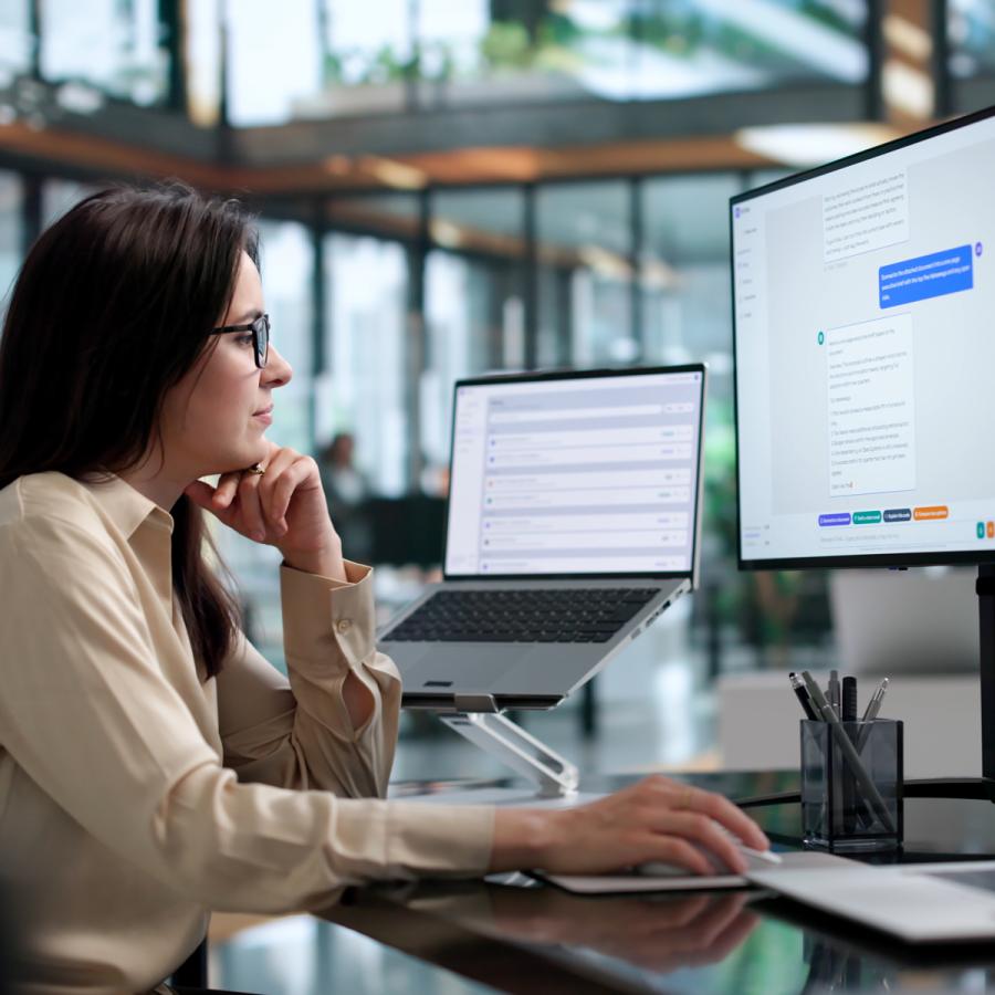 Woman working on computer