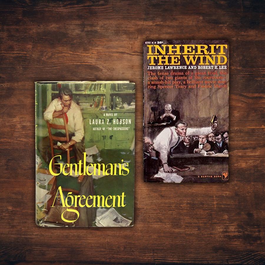 Book covers of Gentleman's Agreement and Inherit the Wind