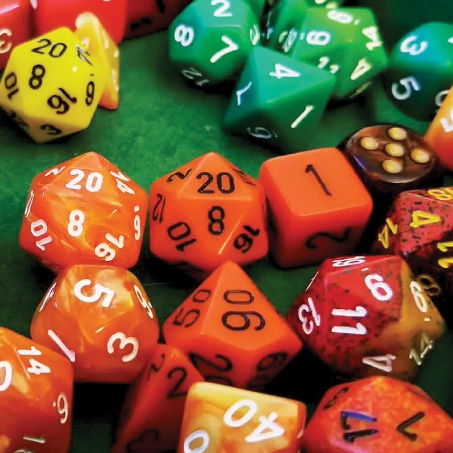 Dungeons and Dragons dice of different colors