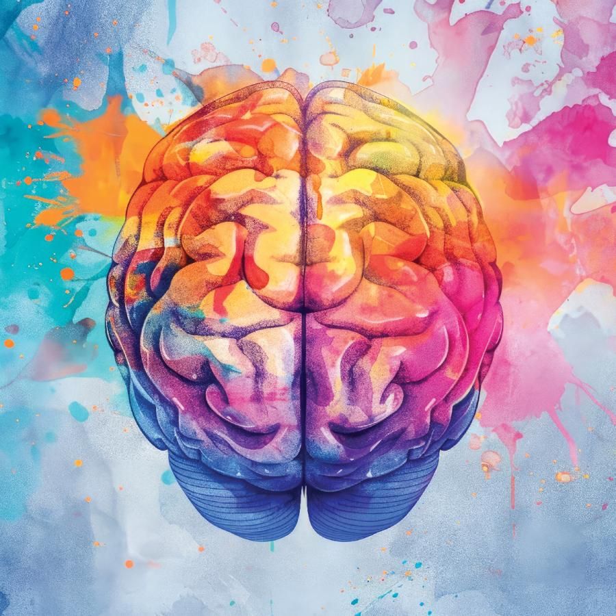 rainbow-colored human brain