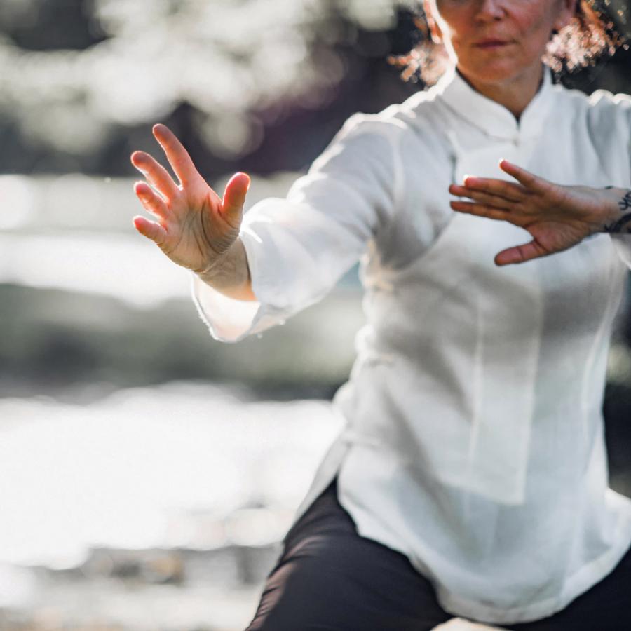 Woman in tai chi pose