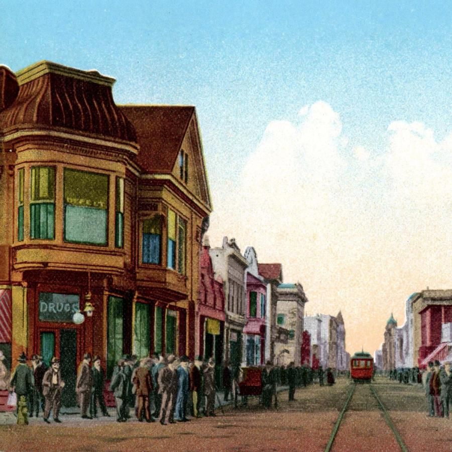 vintage postcard of Old Town Eureka's 3rd Street