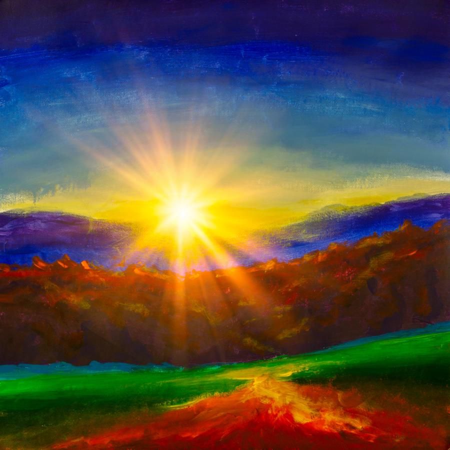 sunrise over colorful landscape
