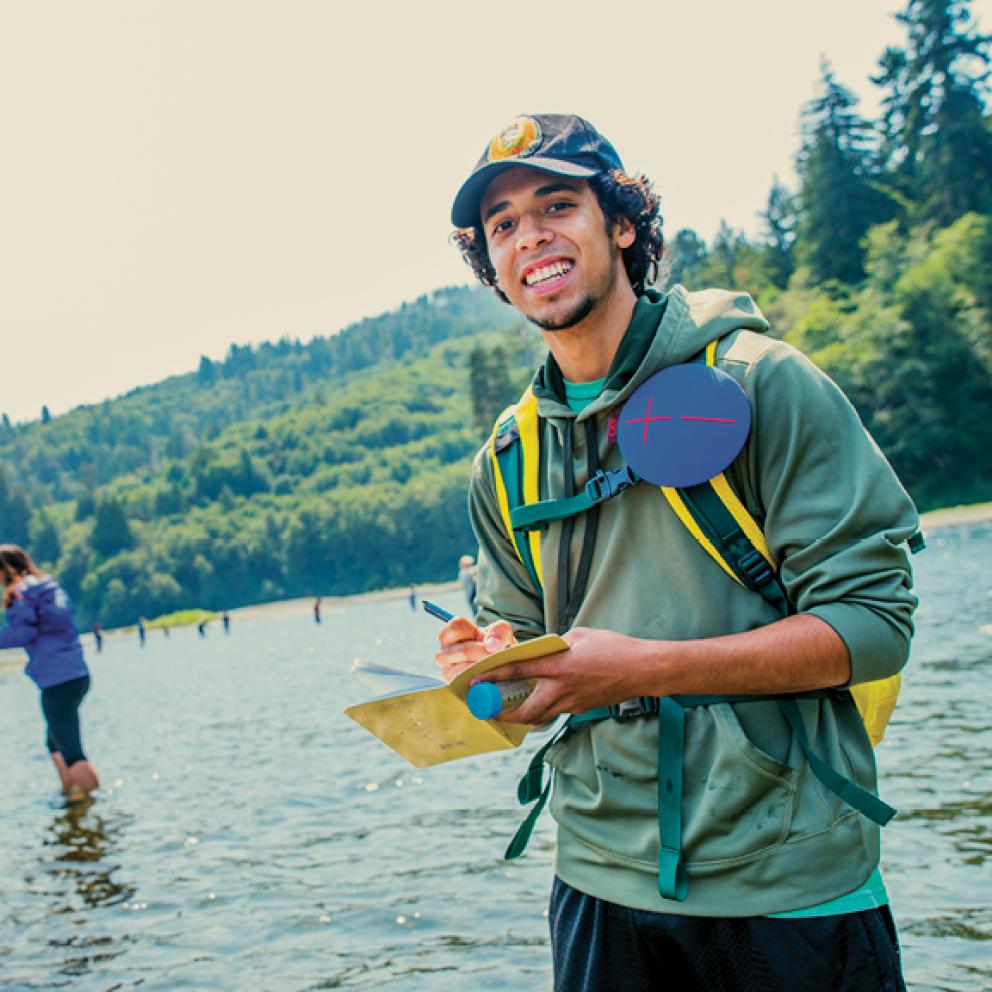 Student in river