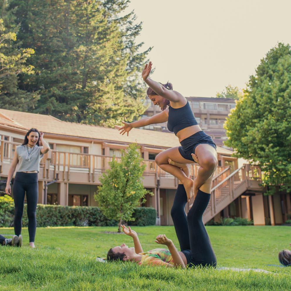 Yoga practice on campus