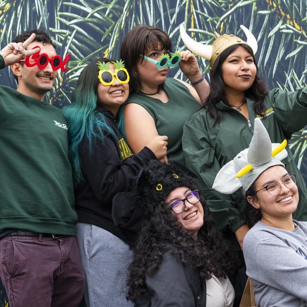 Students in photo booth