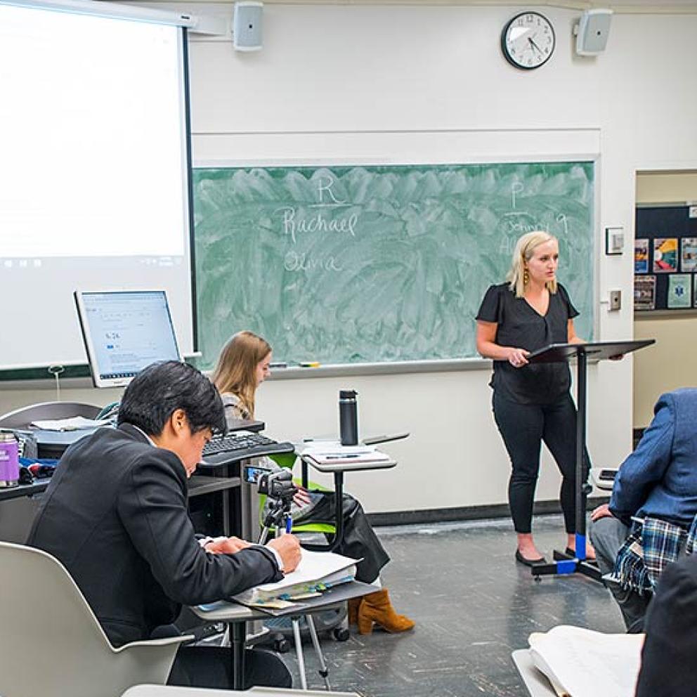 Students attending class