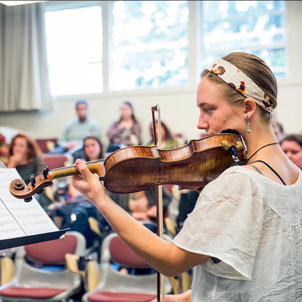 Student playing violin