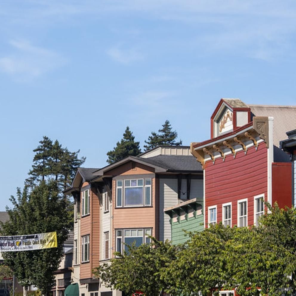 shot of buildings on the arcata plaza