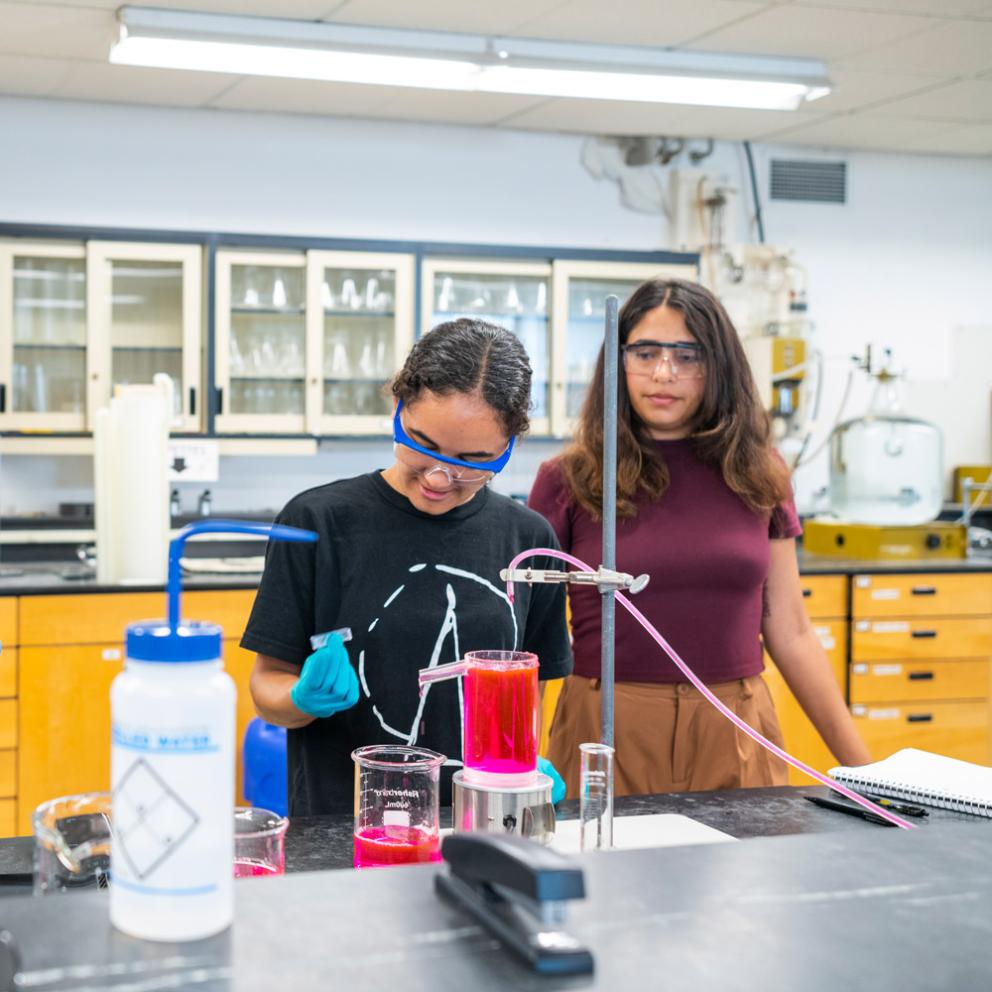 two students in the lab