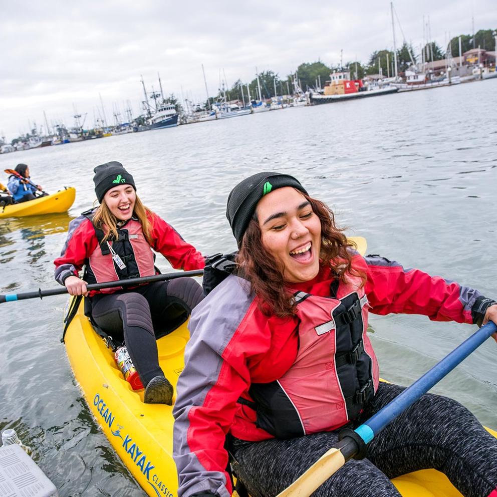 Students kayaking 