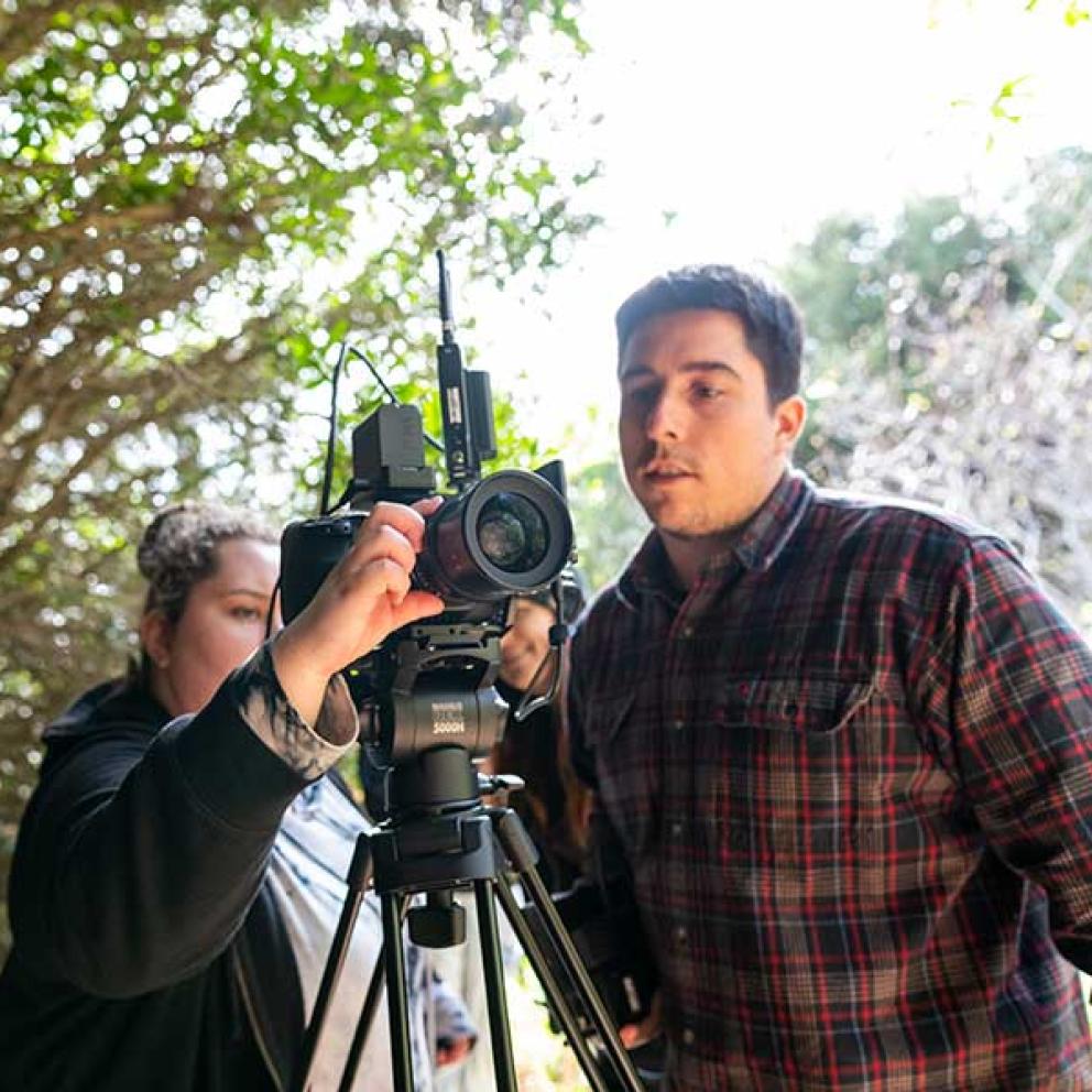 Film students on set