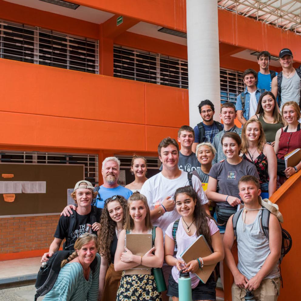 group of traveling abroad students