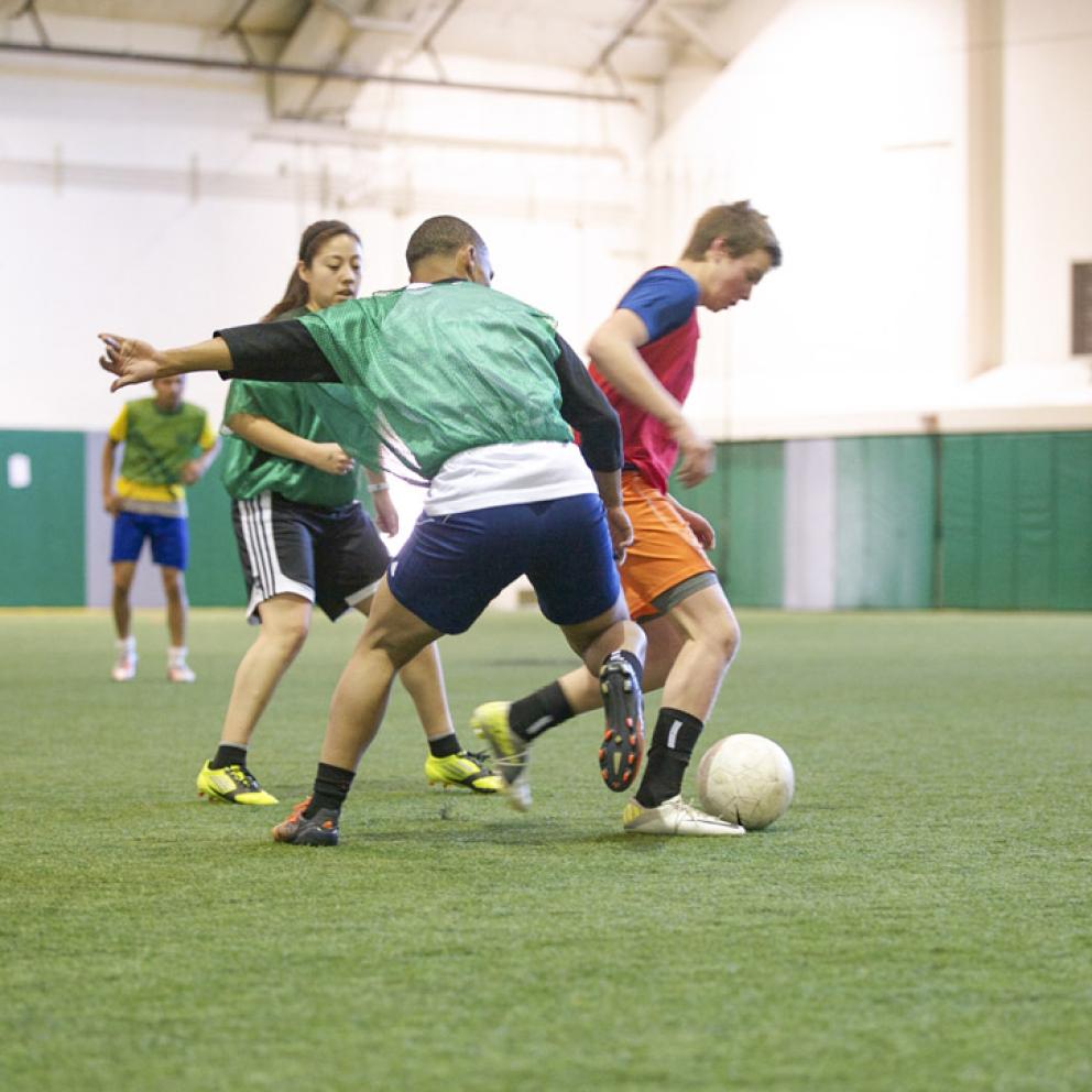 soccer players on a field