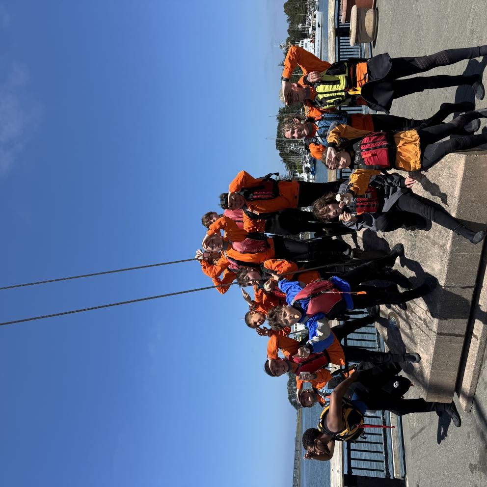 youth kayaking on humboldt bay