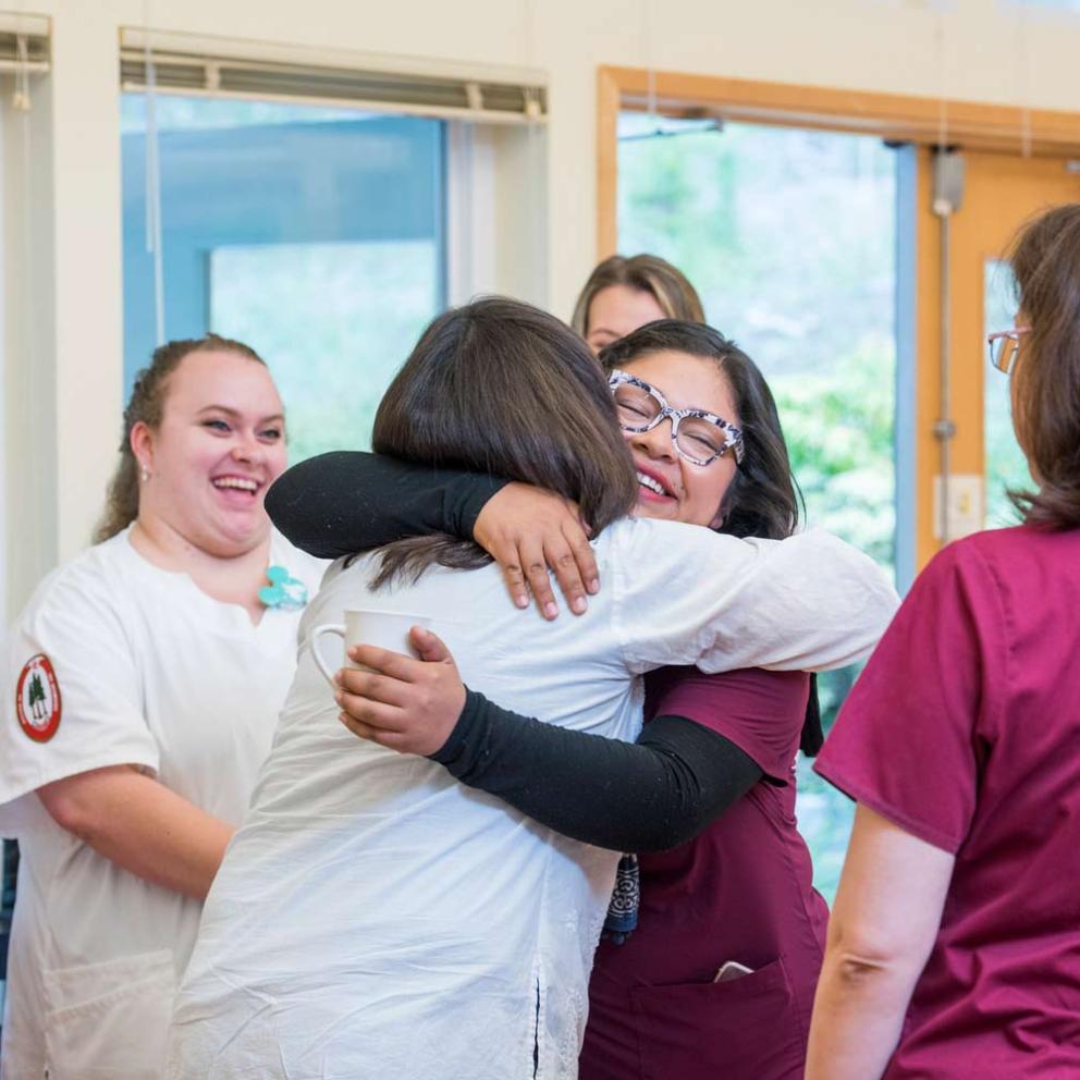 Nurses giving hugs