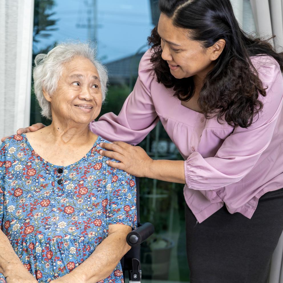 Older woman getting help
