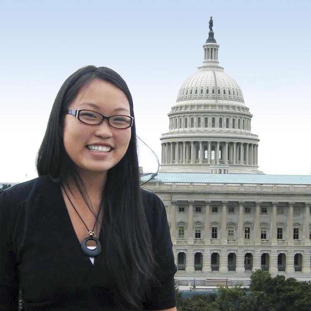 Michelle in front of the capitol building