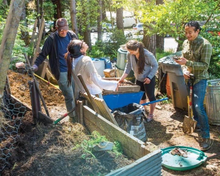 Students composting