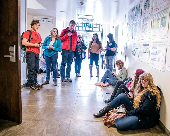 Students waiting to enter class