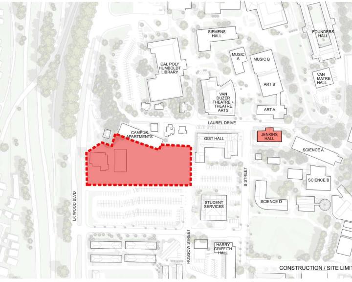 Housing, Dining, and Health Building & Jenkins Hall site plan