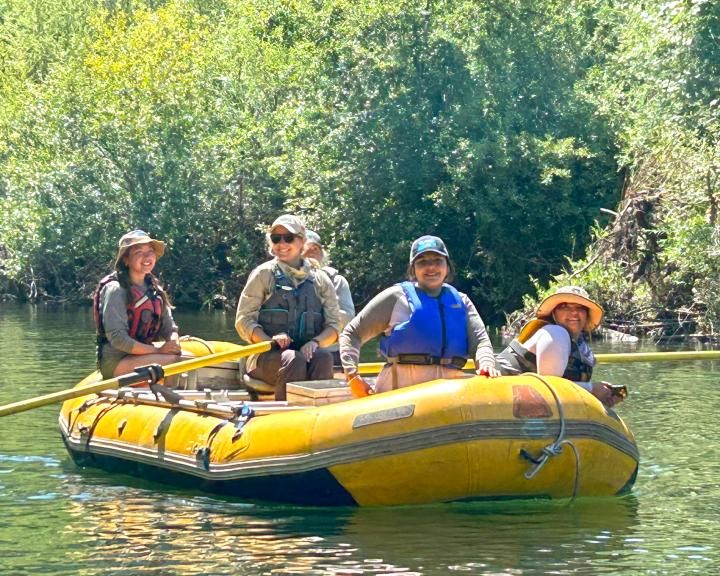 Group on a river raft