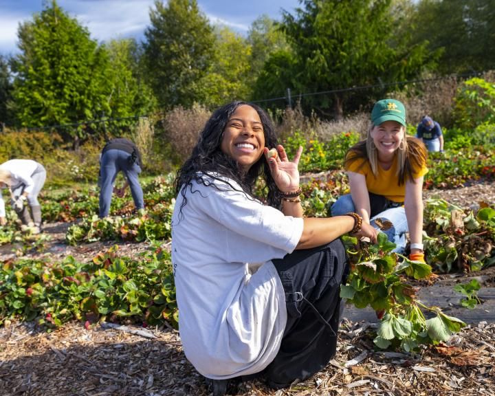 student in garden