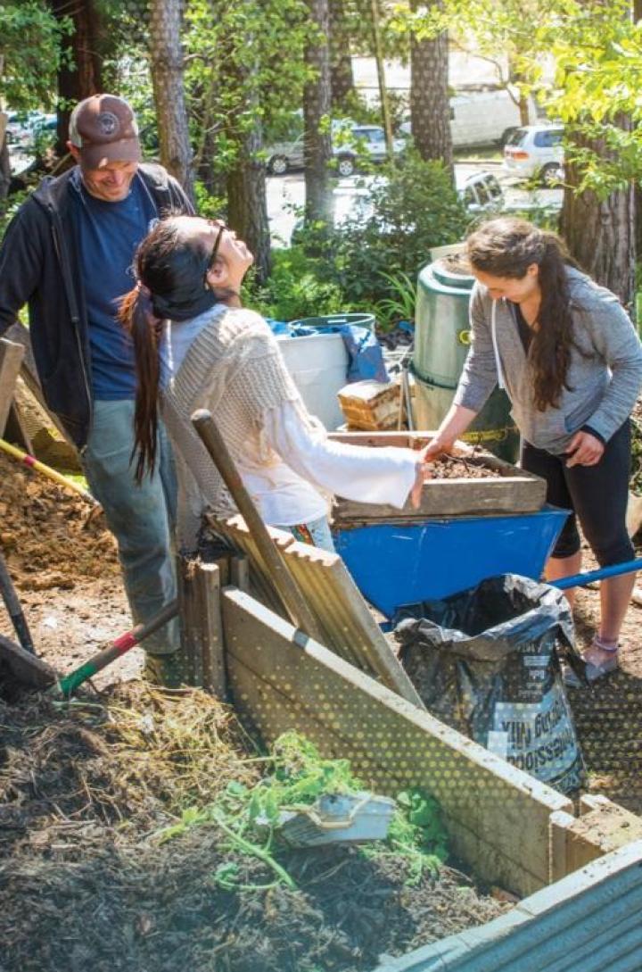 Students composting