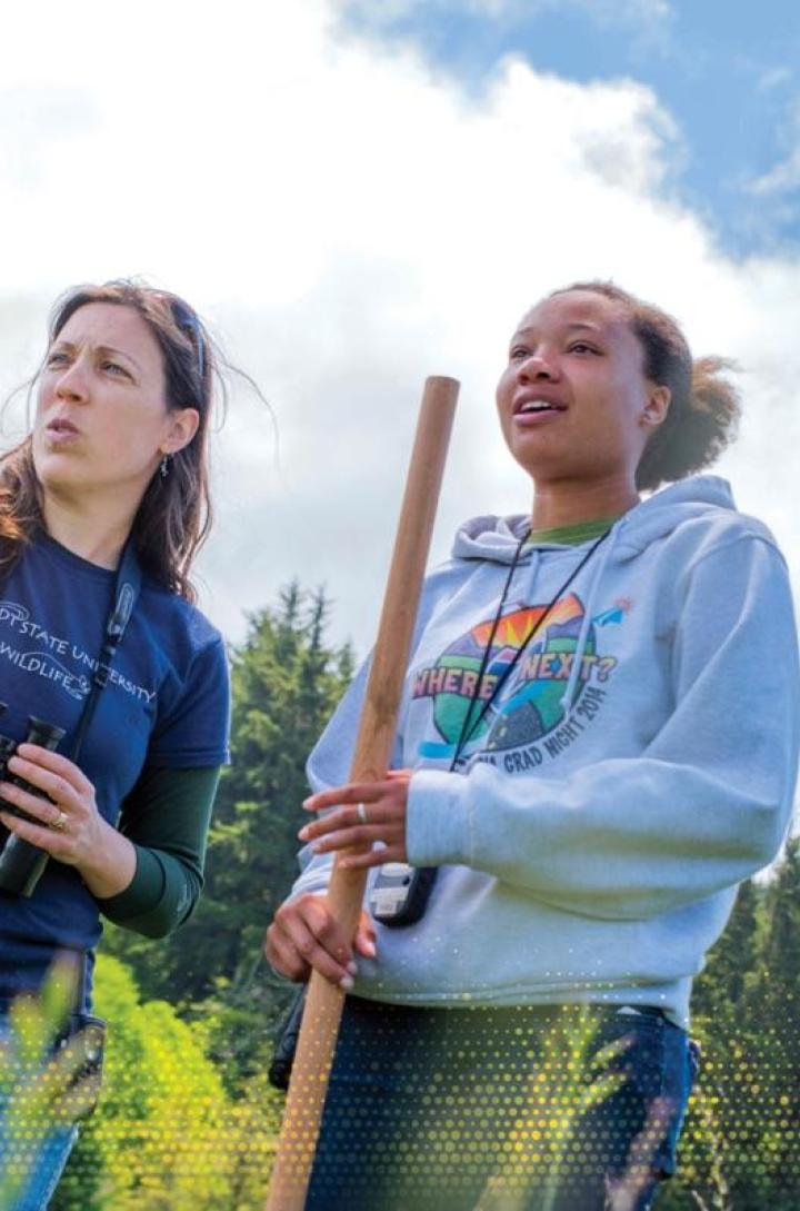 Professor and student, wildlife in the field