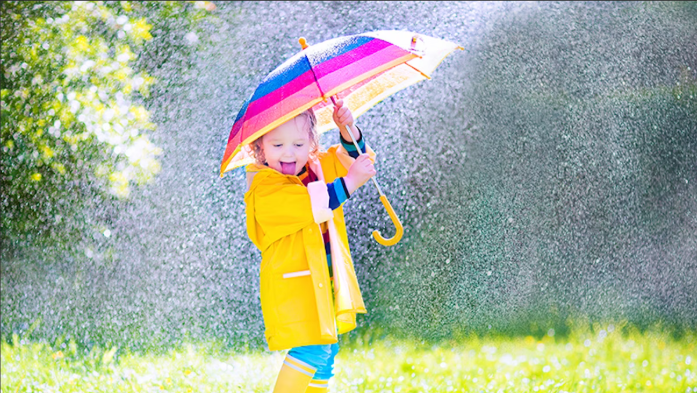 kid in rain coat