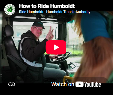 Picture of Busquatch getting onto the bus with bus driver. Click on this image to watch a video on the basics of planning a bus trip, boarding the bus, paying a fare and getting where you need to go