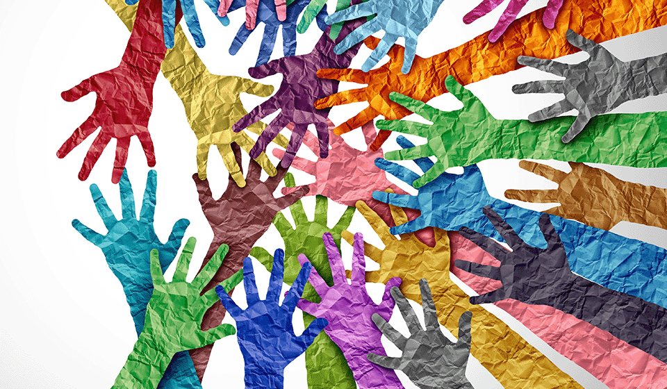 colorful hand profiles in a circle