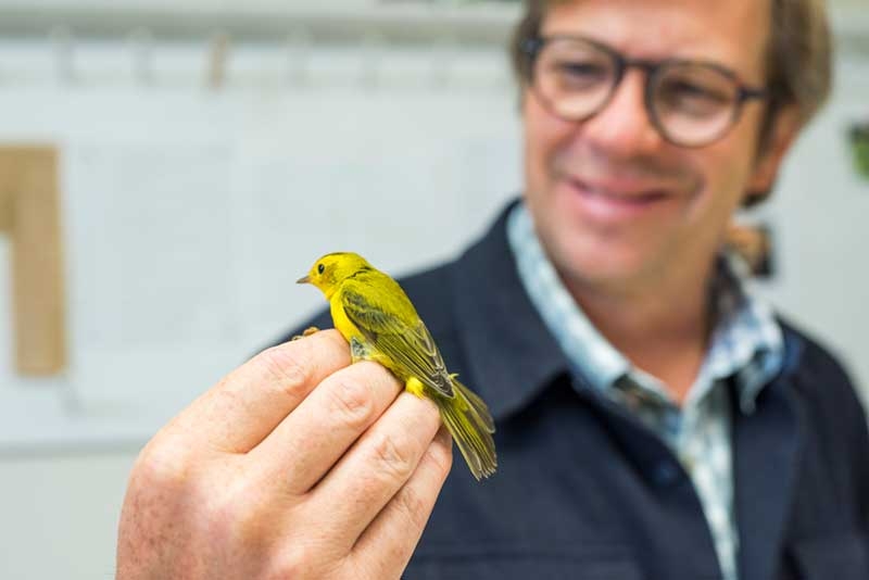 teacher with tiny bird
