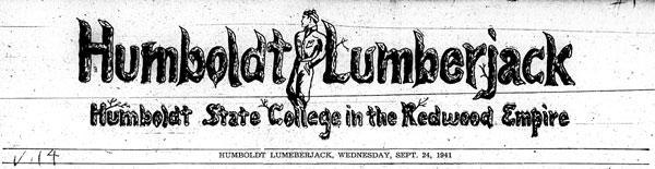 Masthead for the Humboldt Lumberjack newspaper Masthead for the Humboldt Lumberjack newspaper