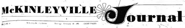 Masthead for the Mckinleyville Journal newspaper Masthead for the Mckinleyville Journal newspaper