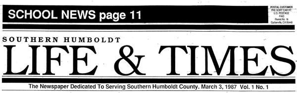Masthead for the Southern Humboldt Life and Times newspaper