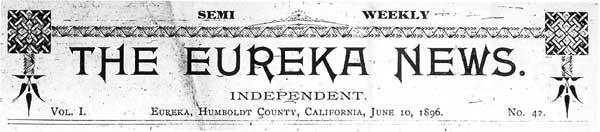 Masthead for the Eureka News 1895 newspaper Masthead for the Eureka News 1895 newspaper