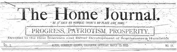 Masthead for the Home Journal newspaper Masthead for the Home Journal newspaper
