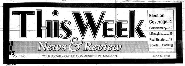 Masthead for the This Week News and Review newspaper Masthead for the This Week News and Review newspaper