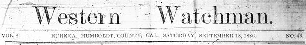 Masthead for the Western Watchman newspaper Masthead for the Western Watchman newspaper