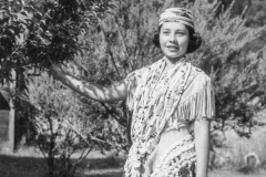 black and white image of a young Native American lady